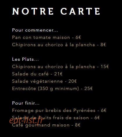 Cafe des Arènes — carte page 1