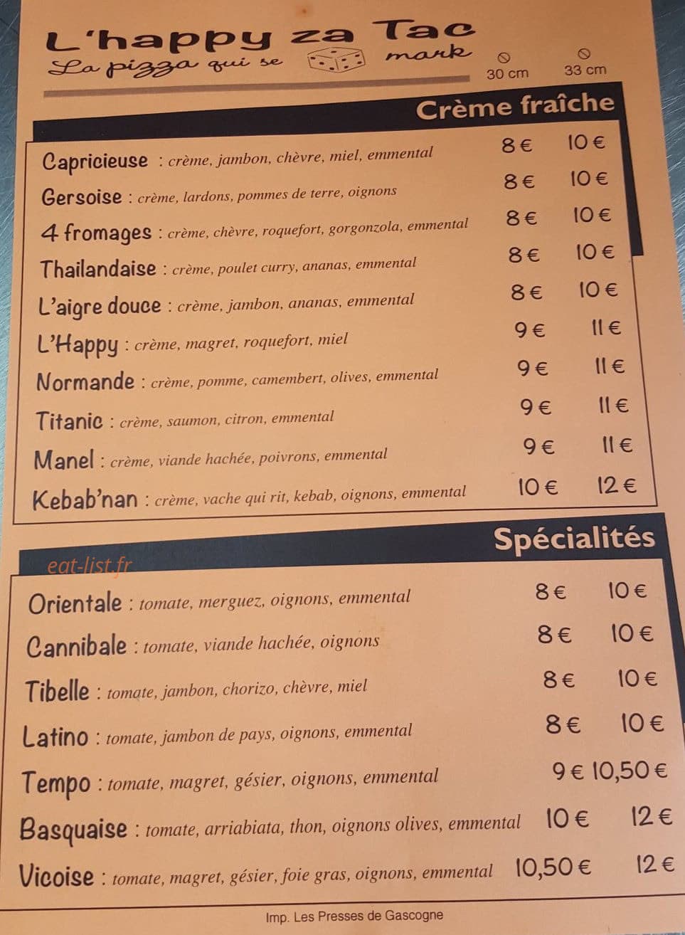 L'Happy Za Tac — carte page 1