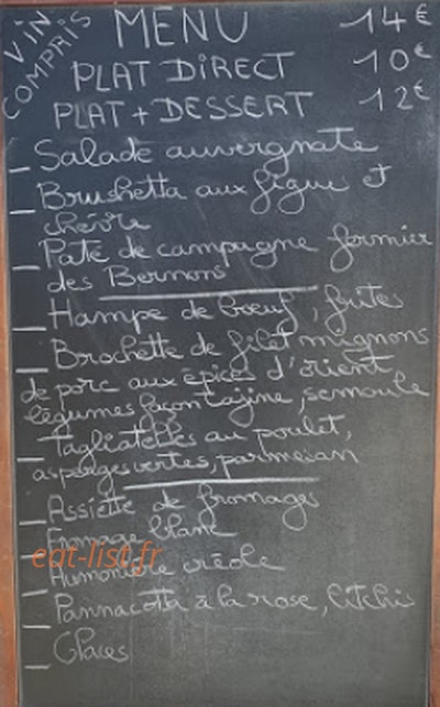 Le Bistrot d'en Face — carte page 1
