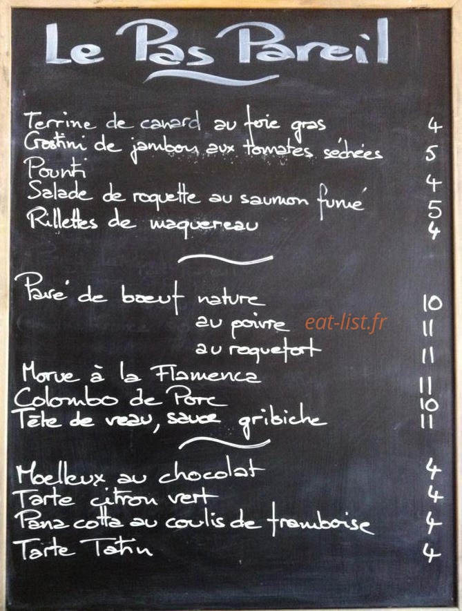 Le Pas Pareil — carte page 1