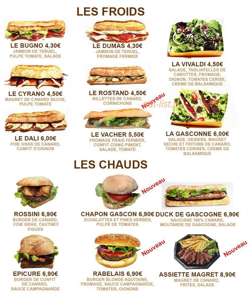 Fast Food Gascon — carte page 1