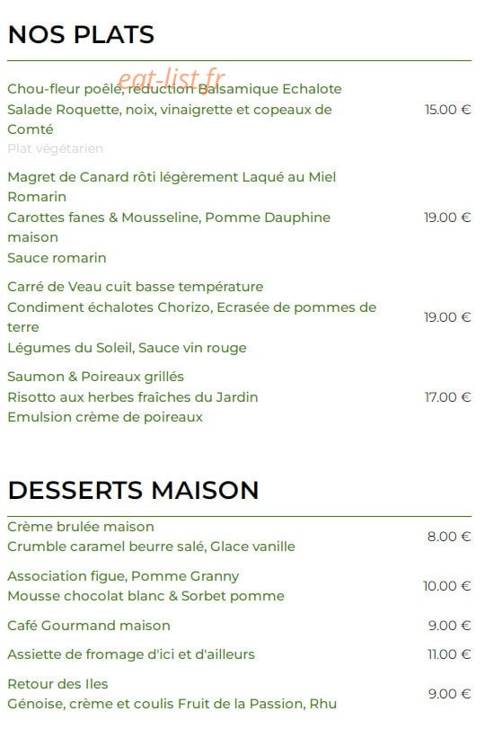 Le Bistrot Fermier — carte page 2