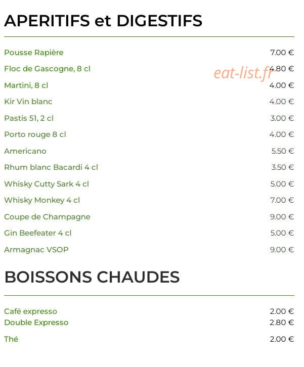 Le Bistrot Fermier — carte page 5