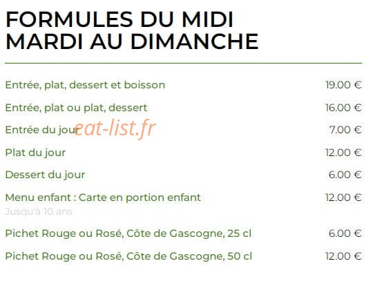 Le Bistrot Fermier — carte page 3