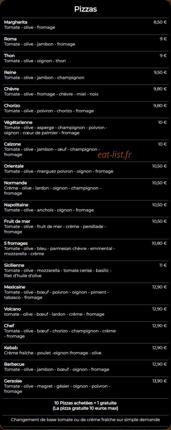 Ka-Pizza — carte page 1