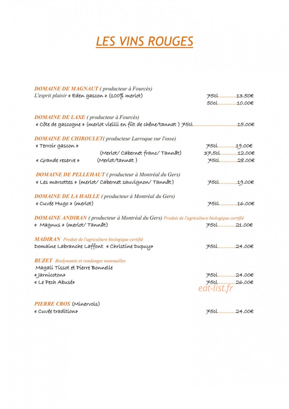 Auberge De Fources — carte page 3