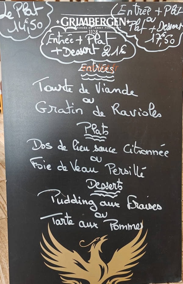 Carte et menu de L'auberge de France à Seissan — Exemple de menu