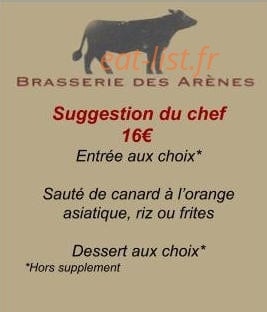 Brasserie des Arènes — carte page 1