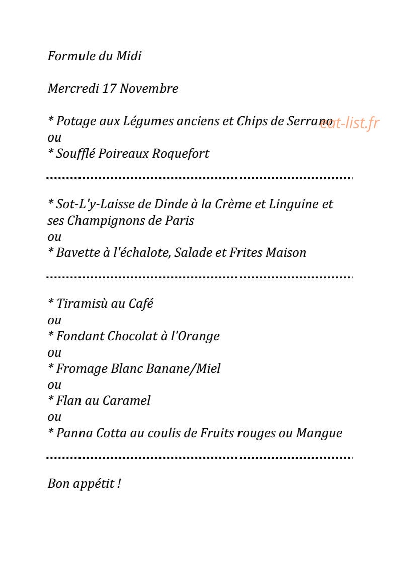 La Table des Artistes — carte page 1