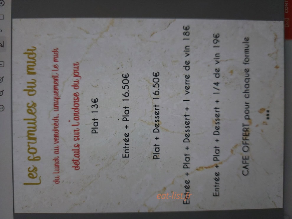 Carte et menu de Les Folies en Famille à Saint Puy — Les formules du midi