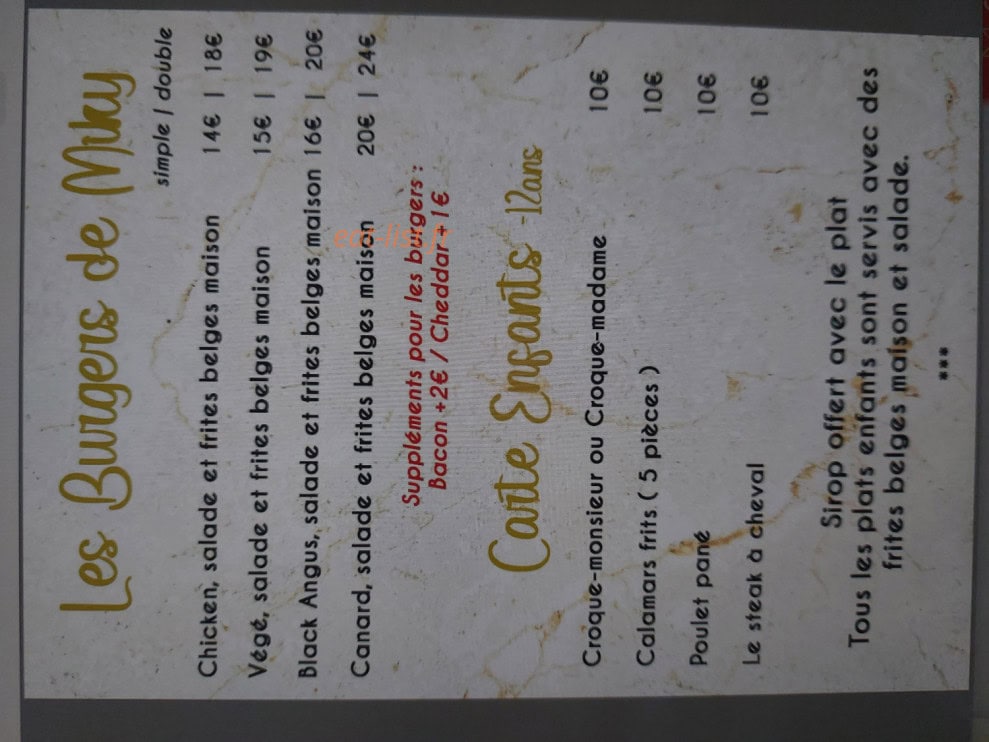 Carte et menu de Les Folies en Famille à Saint Puy — Les burgers et la carte enfant