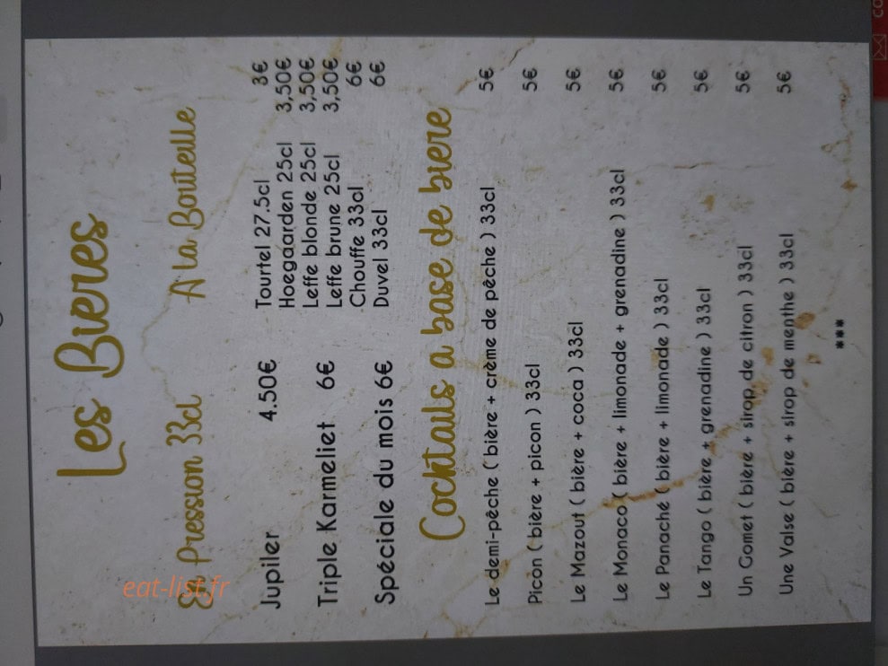 Carte et menu de Les Folies en Famille à Saint Puy — Les bières