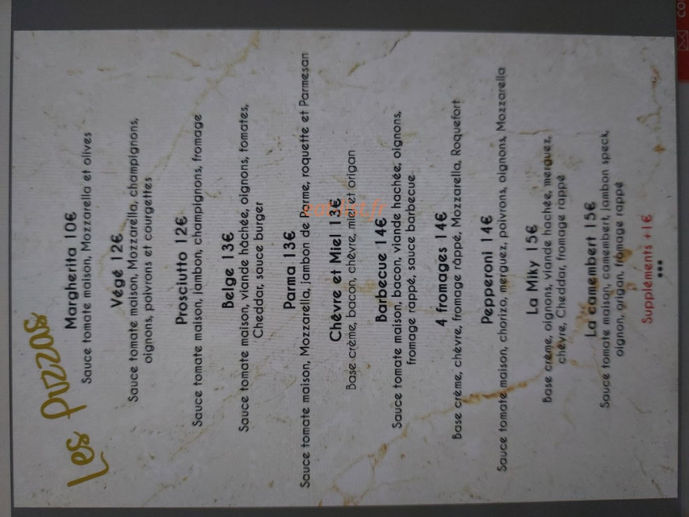 Carte et menu de Les Folies en Famille à Saint Puy — Les pizzas