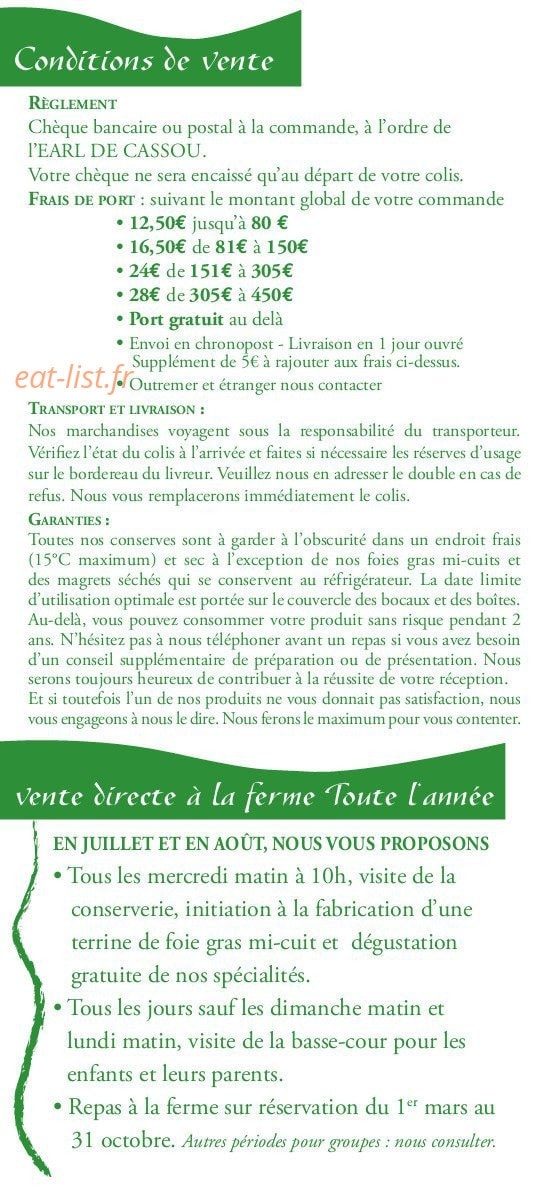 Auberge du Cassou — carte page 5