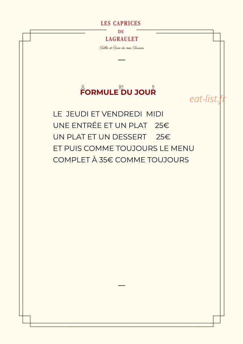 Les Caprices de Lagraulet — carte page 2