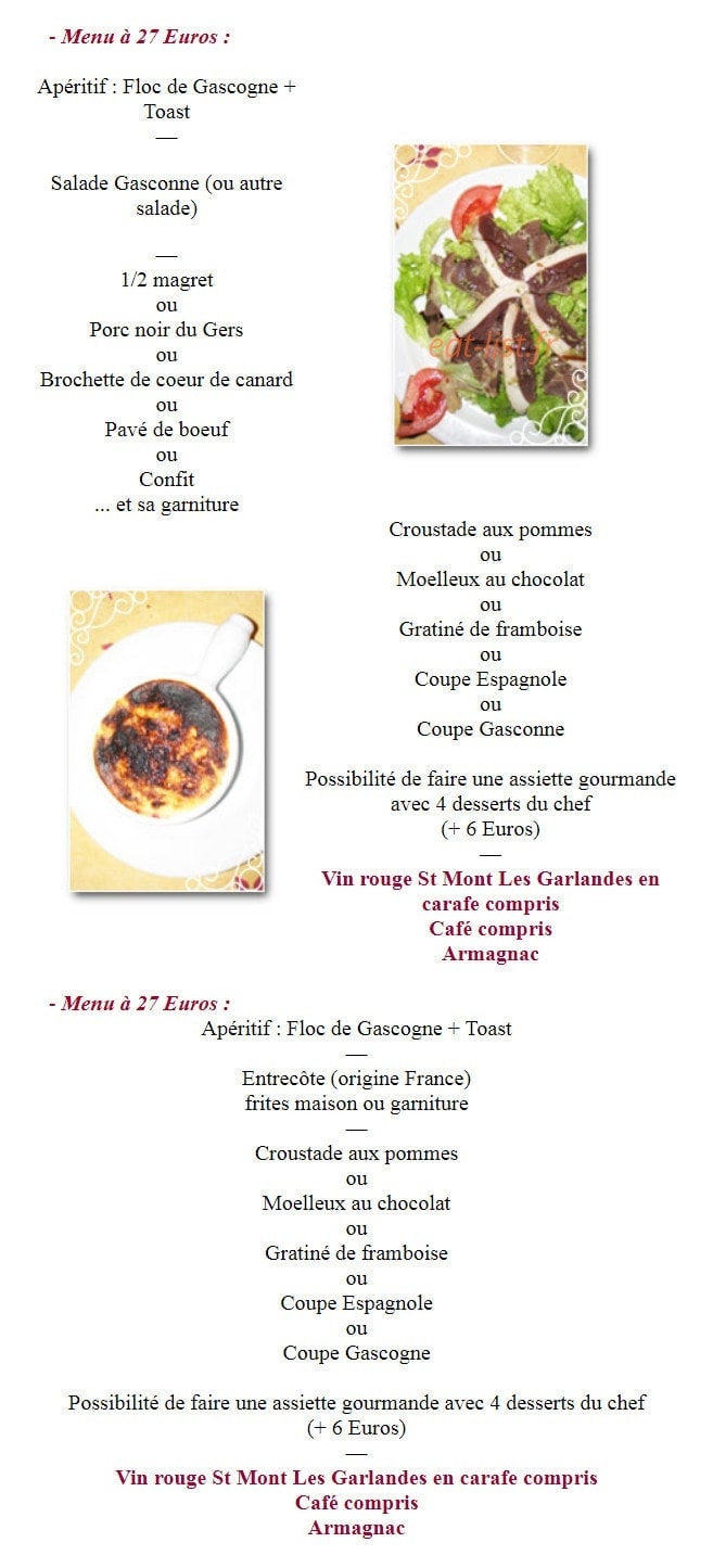 Auberge le cousteau — carte page 1