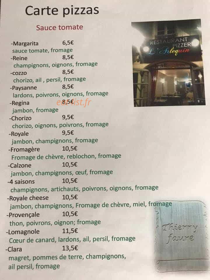 L'Arlequin pizza — carte page 2