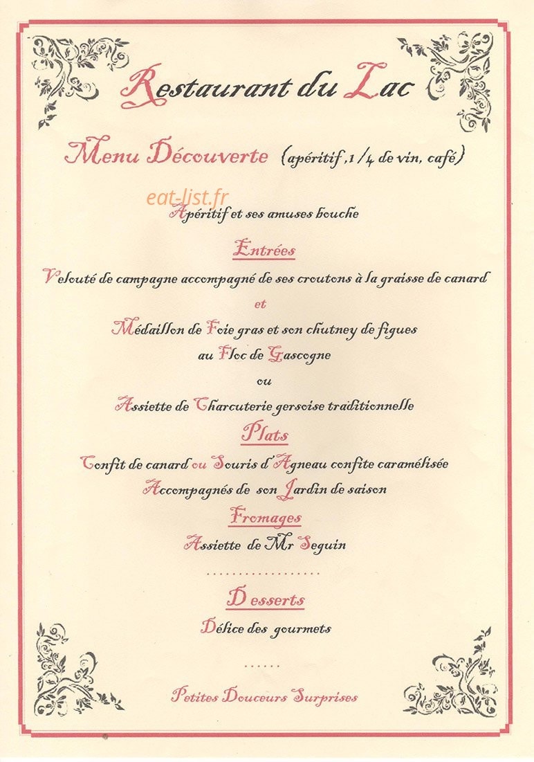 Le Restaurant Du Lac — carte page 3