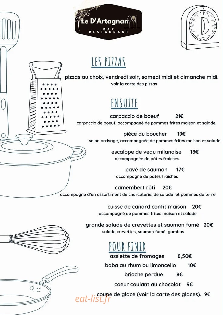 Brasserie D'Artagnan — carte page 2
