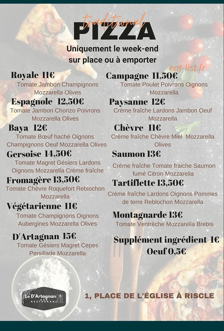 Brasserie D'Artagnan — carte page 3