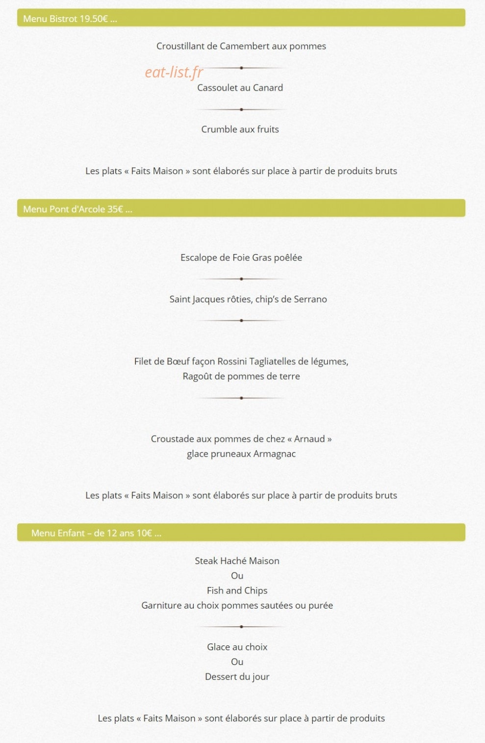 Le Relais du Pont d'Arcole — carte page 6