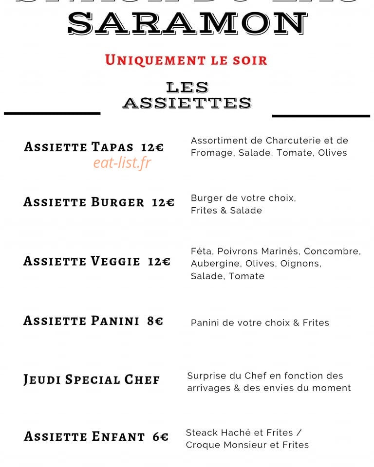 Snack du Lac Saramon — carte page 2