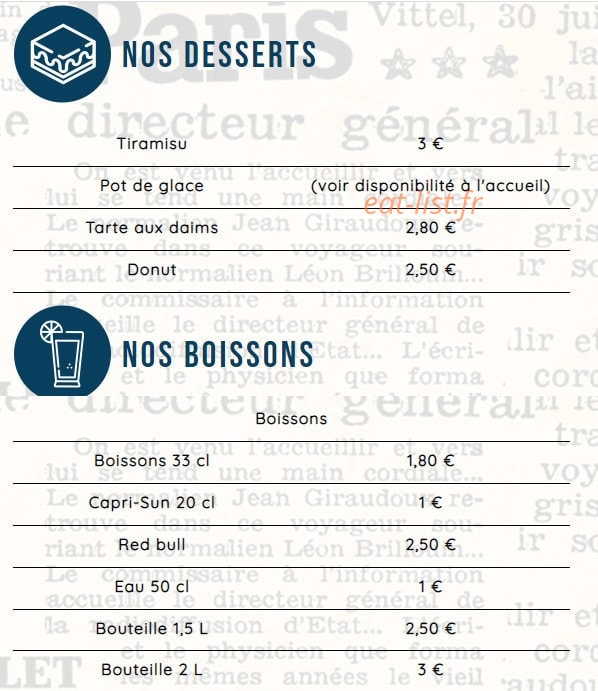 Le Cordon Bleu — carte page 8