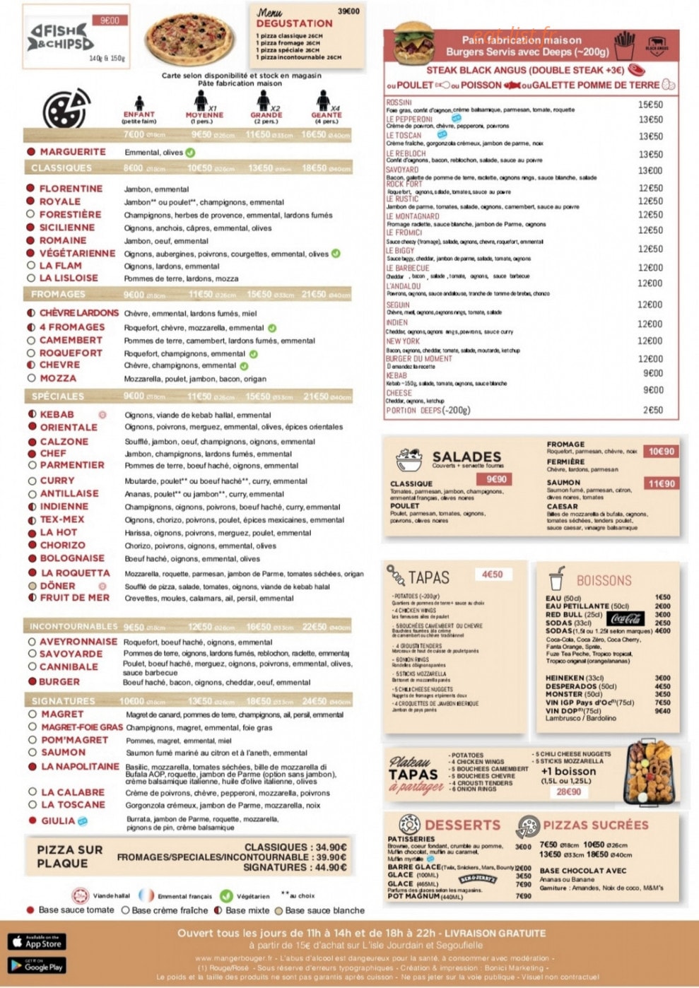 Pizza Bonici — carte page 1