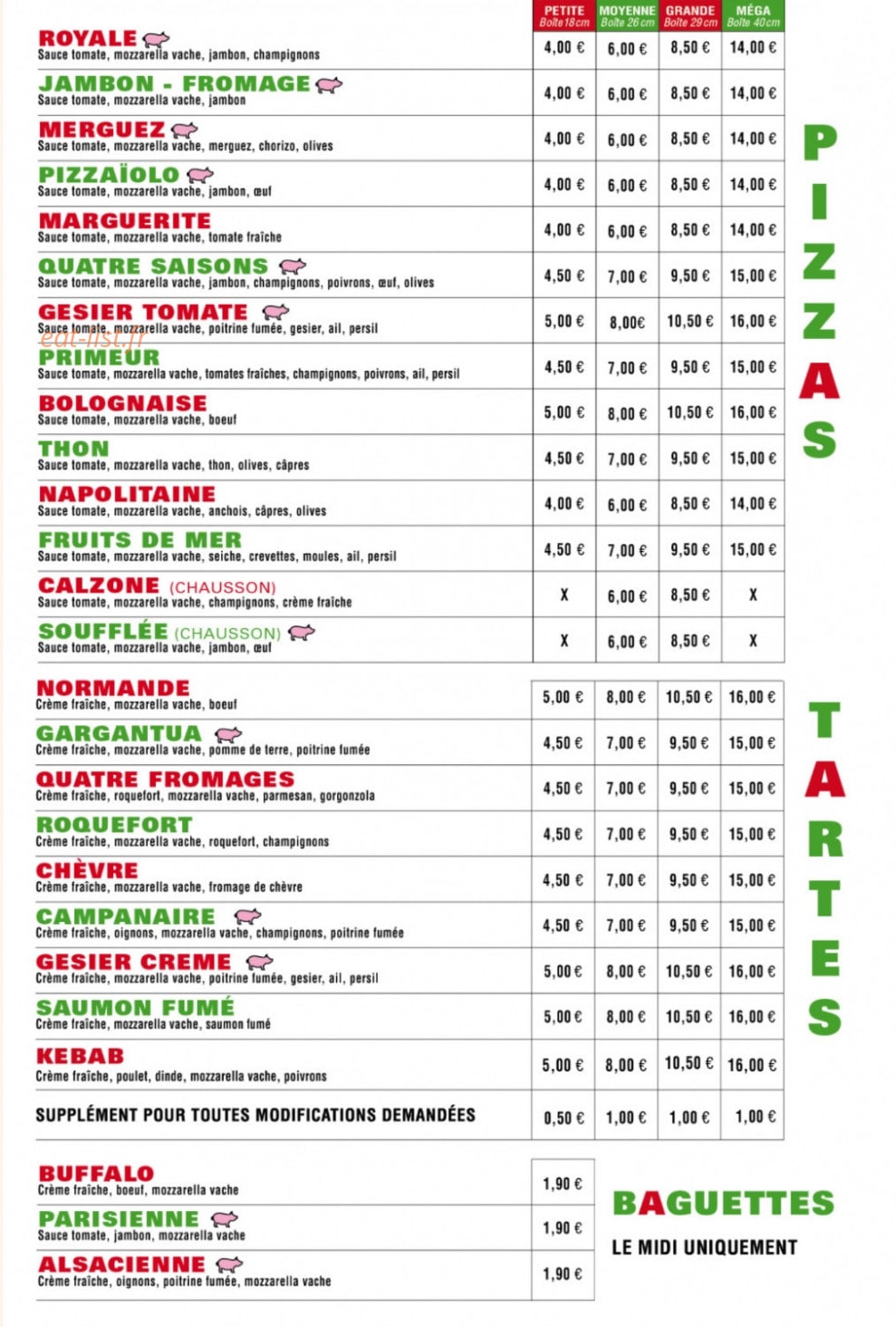 Pizzalexandre — carte page 1