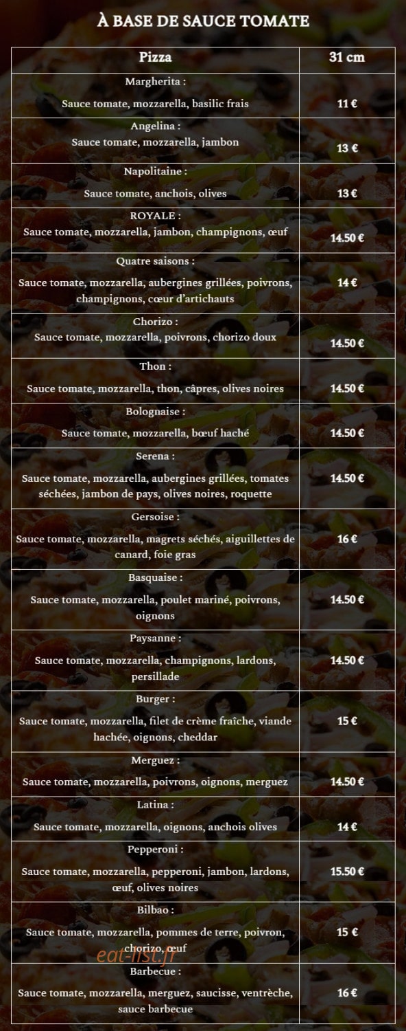 Pizzeria Angelo — carte page 2