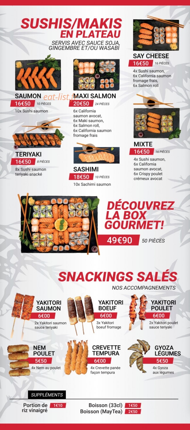 Carte et menu de Poke sushi bowl à L' Isle Jourdain — Sushis makis et snackings salés
