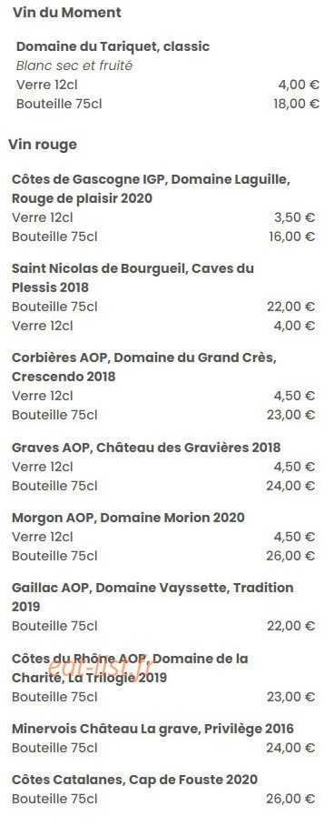 Le Bistrophil — carte page 17