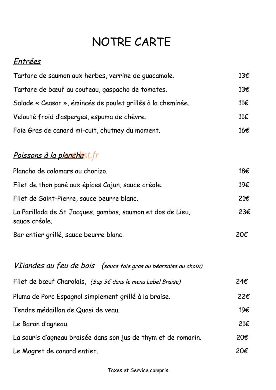 Label Braise — carte page 1