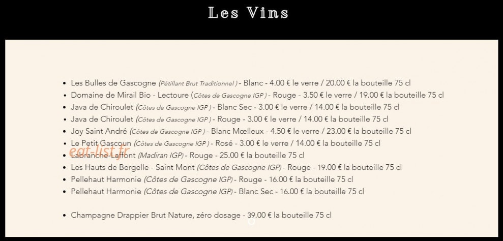 Au Bouillon de Midi — carte page 4