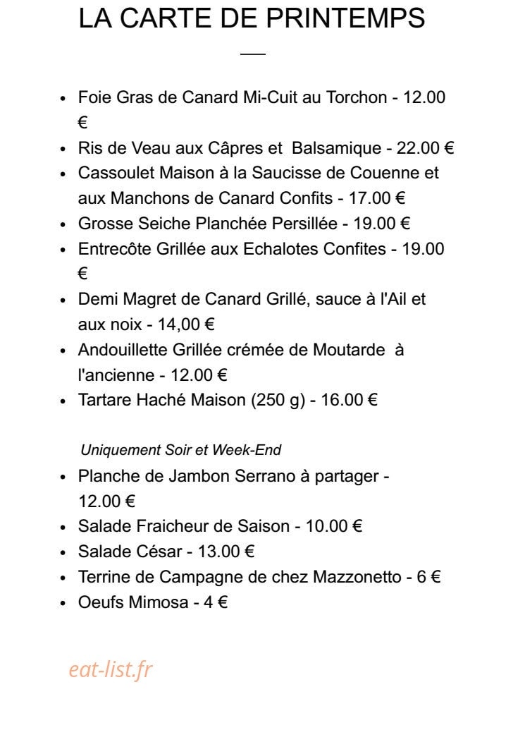 Au Bouillon de Midi — carte page 2