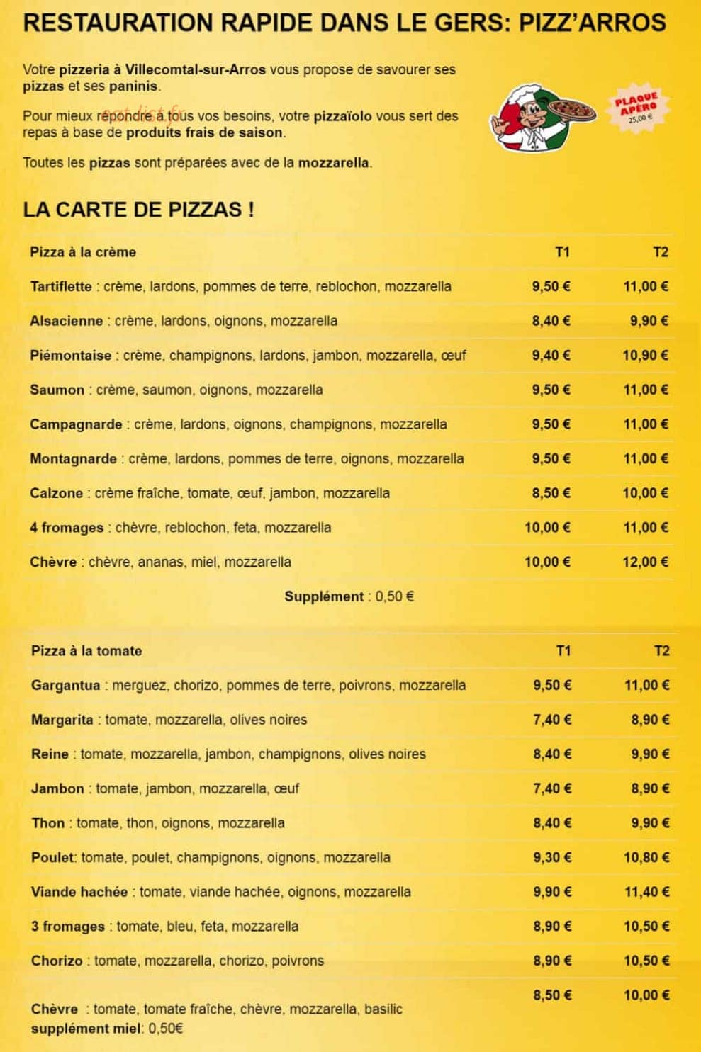 Pizz' Arros — carte page 1