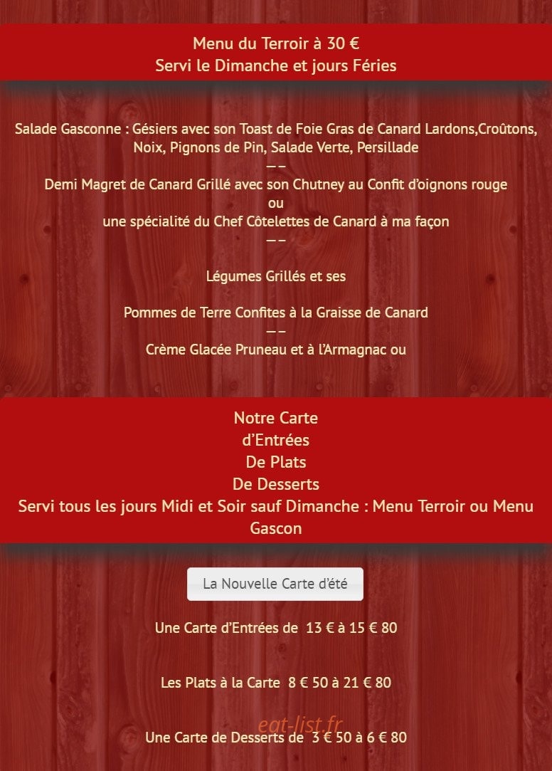 Au Moulin du Pouy — carte page 2