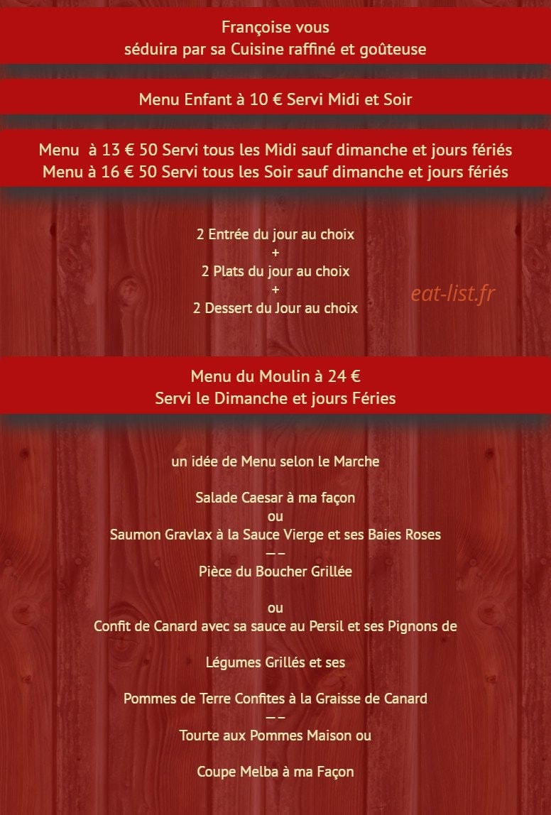 Au Moulin du Pouy — carte page 1