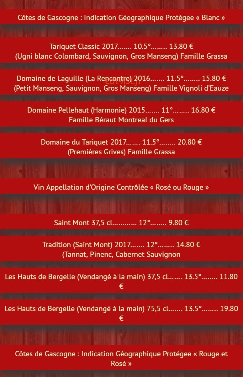 Au Moulin du Pouy — carte page 4