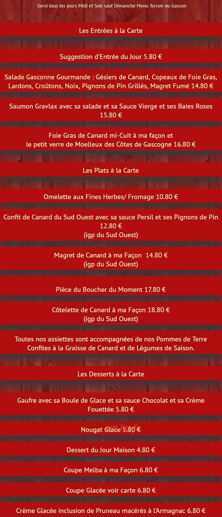 Au Moulin du Pouy — carte page 3