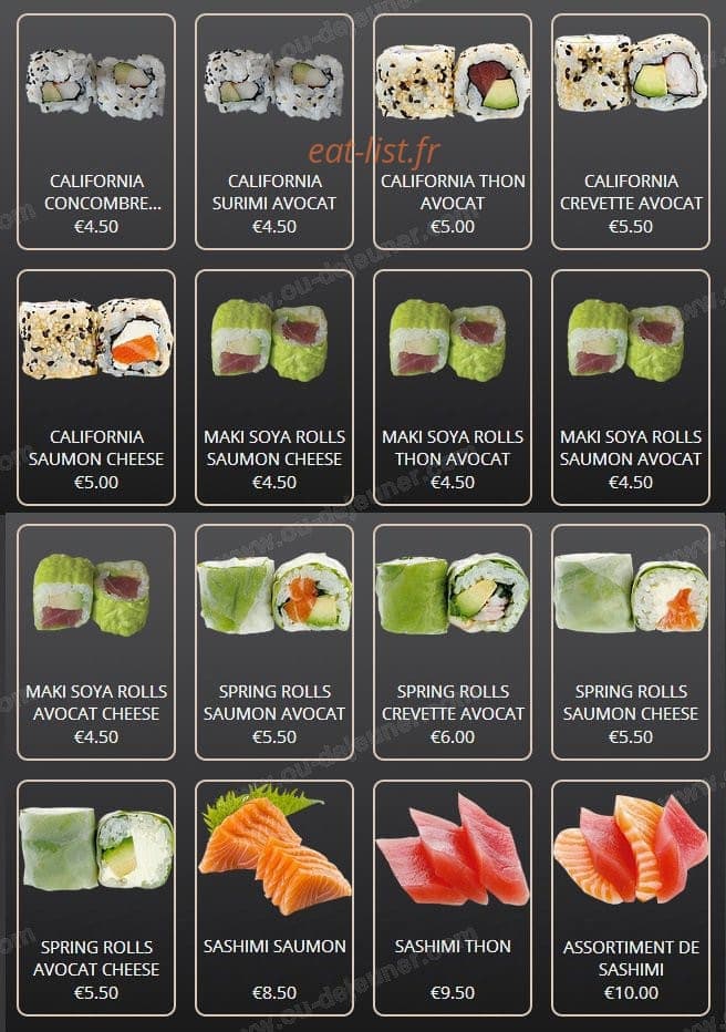 1001 Sushi — carte page 2