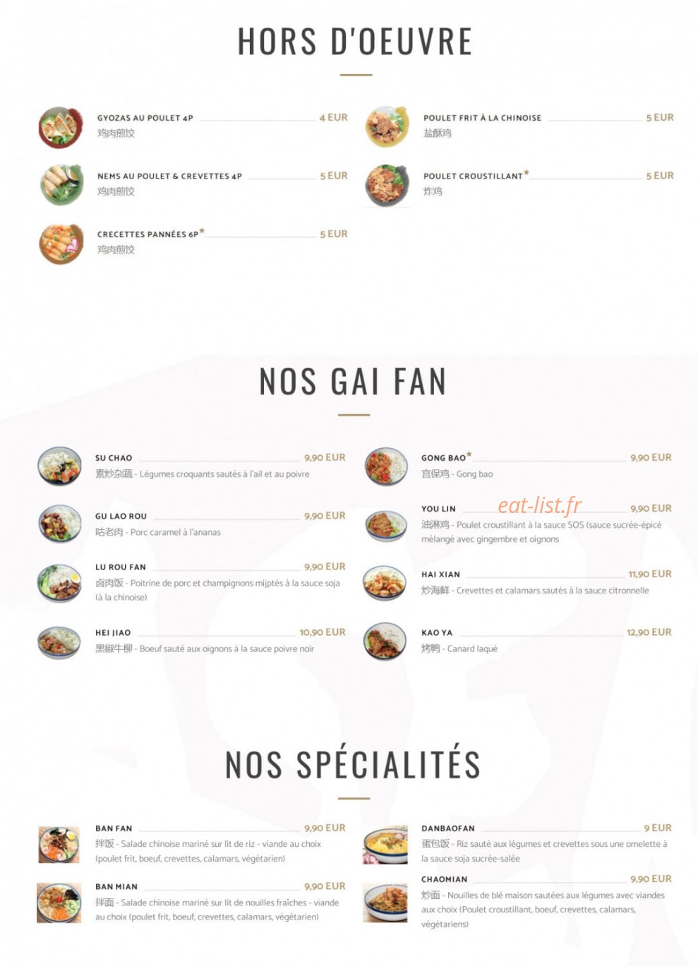 5 Saveurs — carte page 1