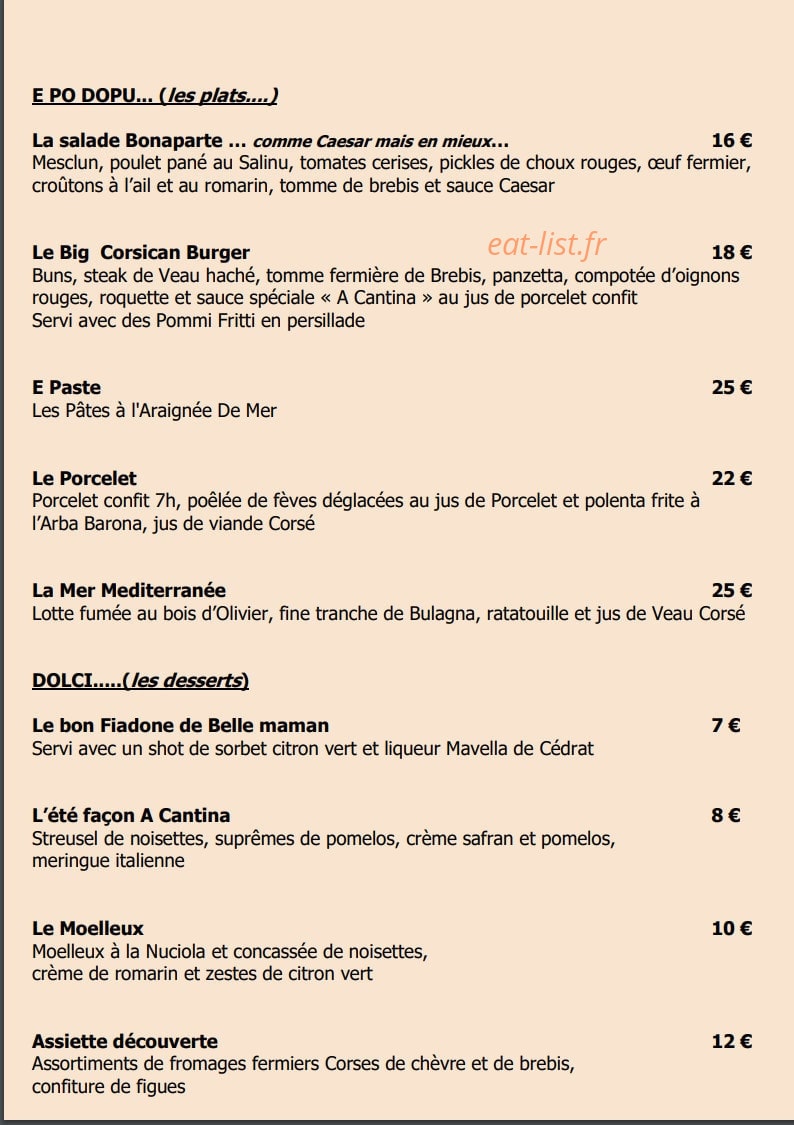 A Cantina — carte page 2