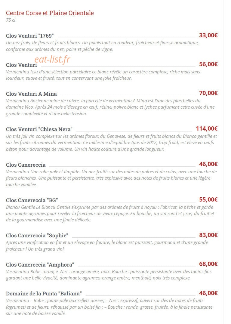 A Cantina — carte page 18