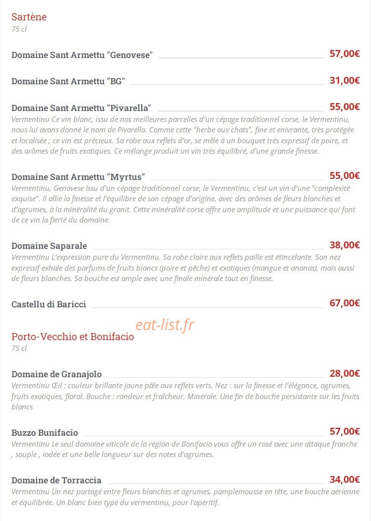 A Cantina — carte page 17