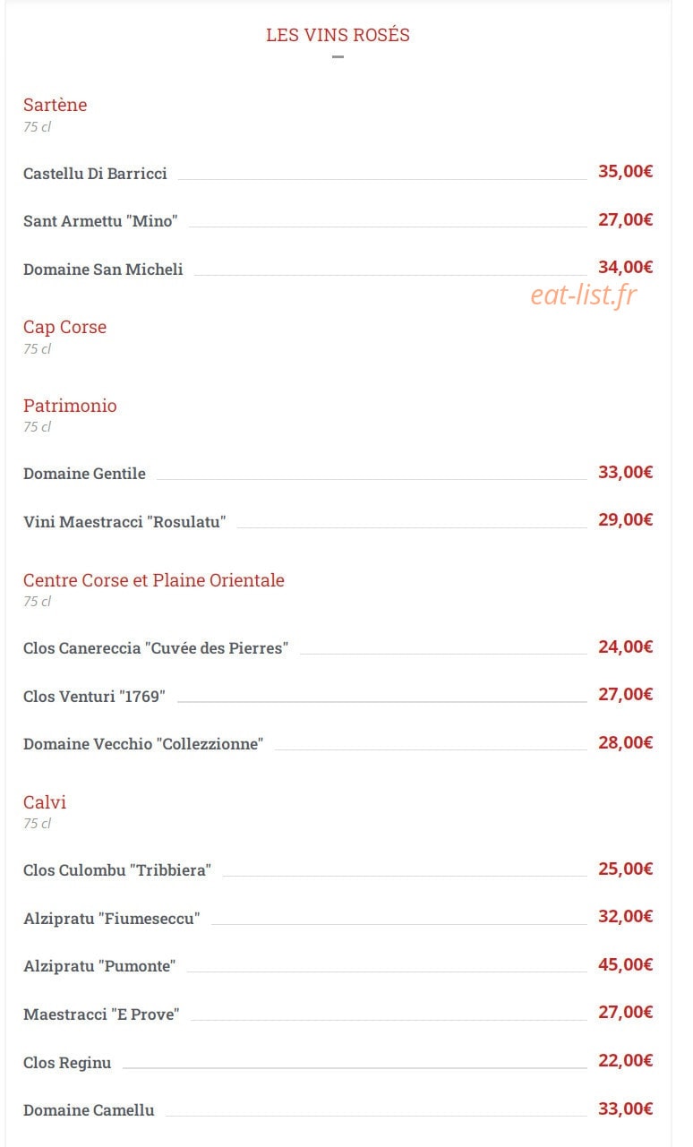 A Cantina — carte page 20