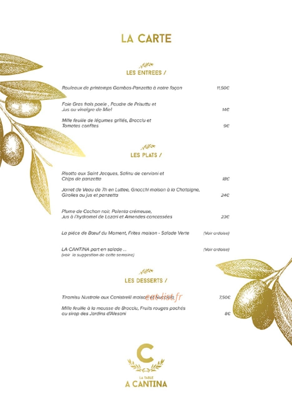 A Cantina — carte page 1