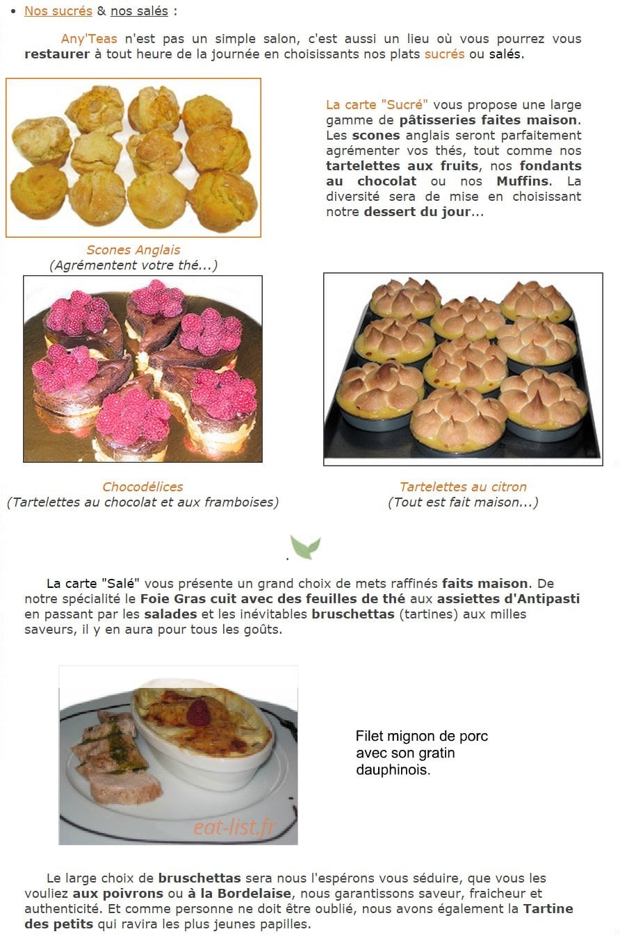 Any Teas — carte page 1
