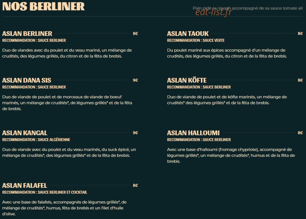 Aslan Berliner — carte page 2