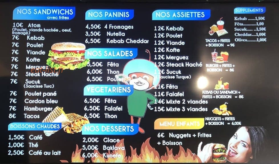 Atom kebab — carte page 1
